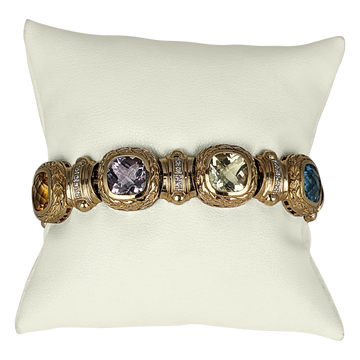 14K Yellow Gold Multi-Gemstone & Diamond Bracelet – 0.50 CTW, 24.8 DWT Statement Jewelry