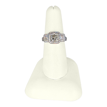 2.01 CT Princess Cut Diamond Ring in 14K White Gold – I1 Center, SI2 G Side Diamonds