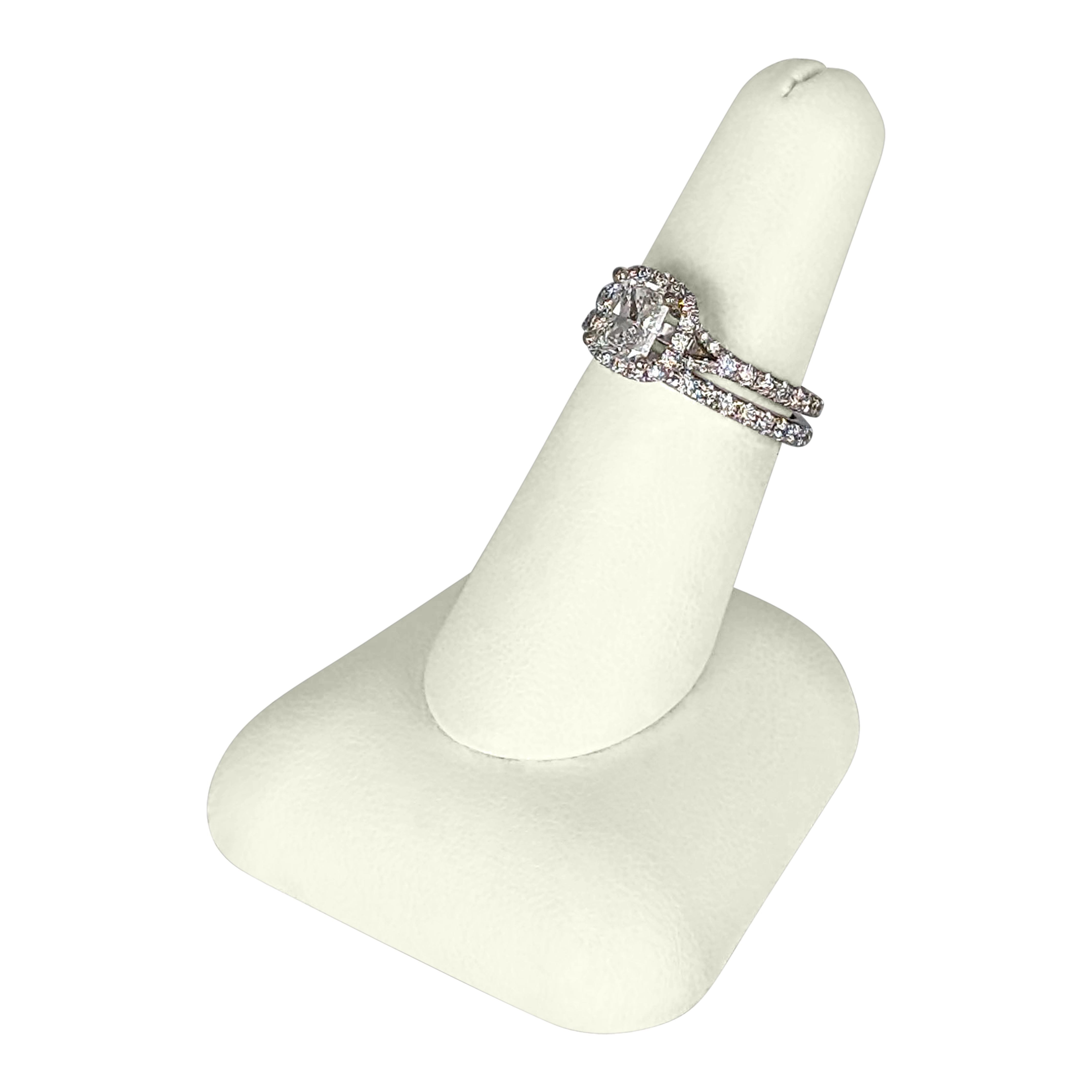 1.01 CT GIA Diamond Ring in 14K White Gold – 69 Round Diamonds, 1 CT Total, VS2 G Accent, SI2 Center