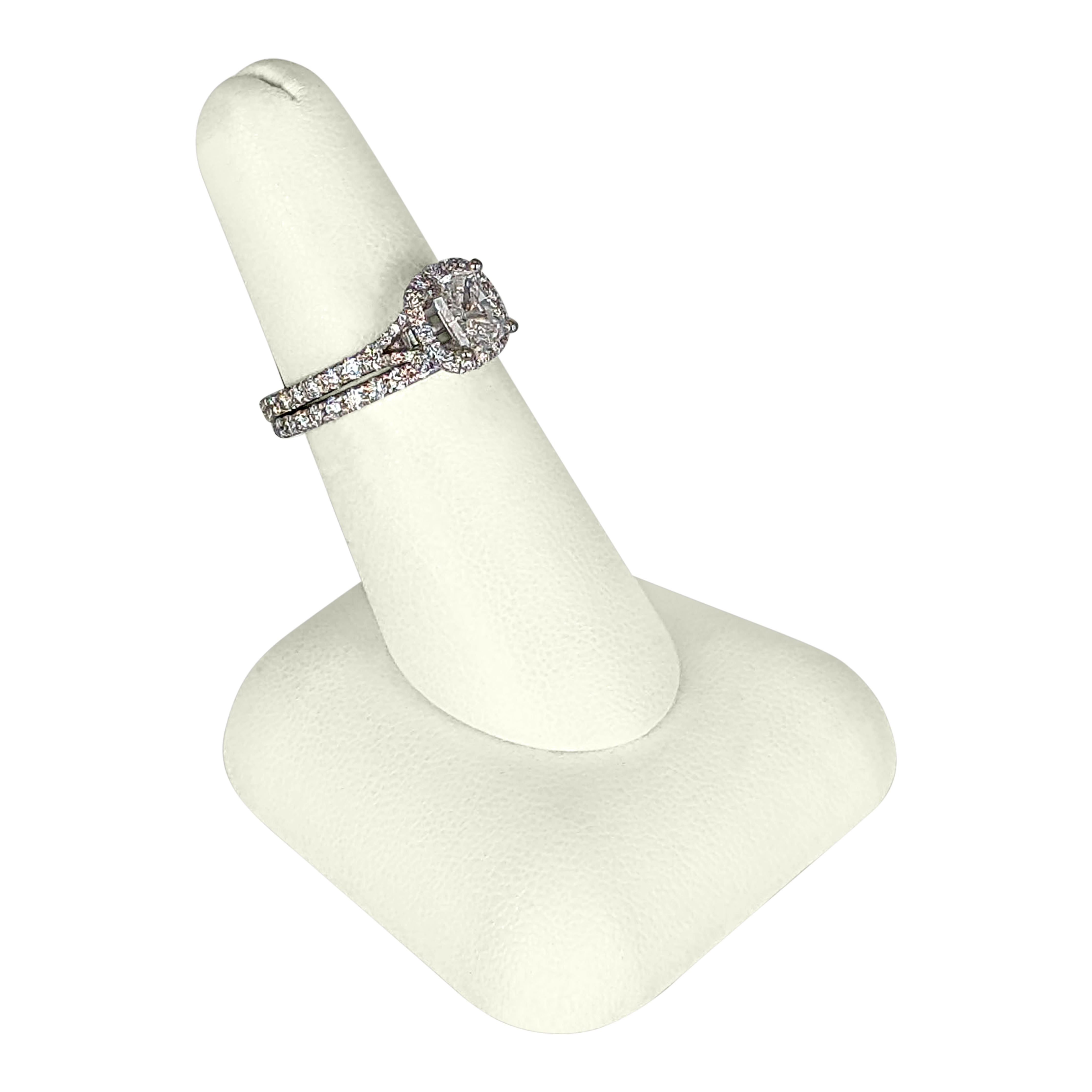 1.01 CT GIA Diamond Ring in 14K White Gold – 69 Round Diamonds, 1 CT Total, VS2 G Accent, SI2 Center