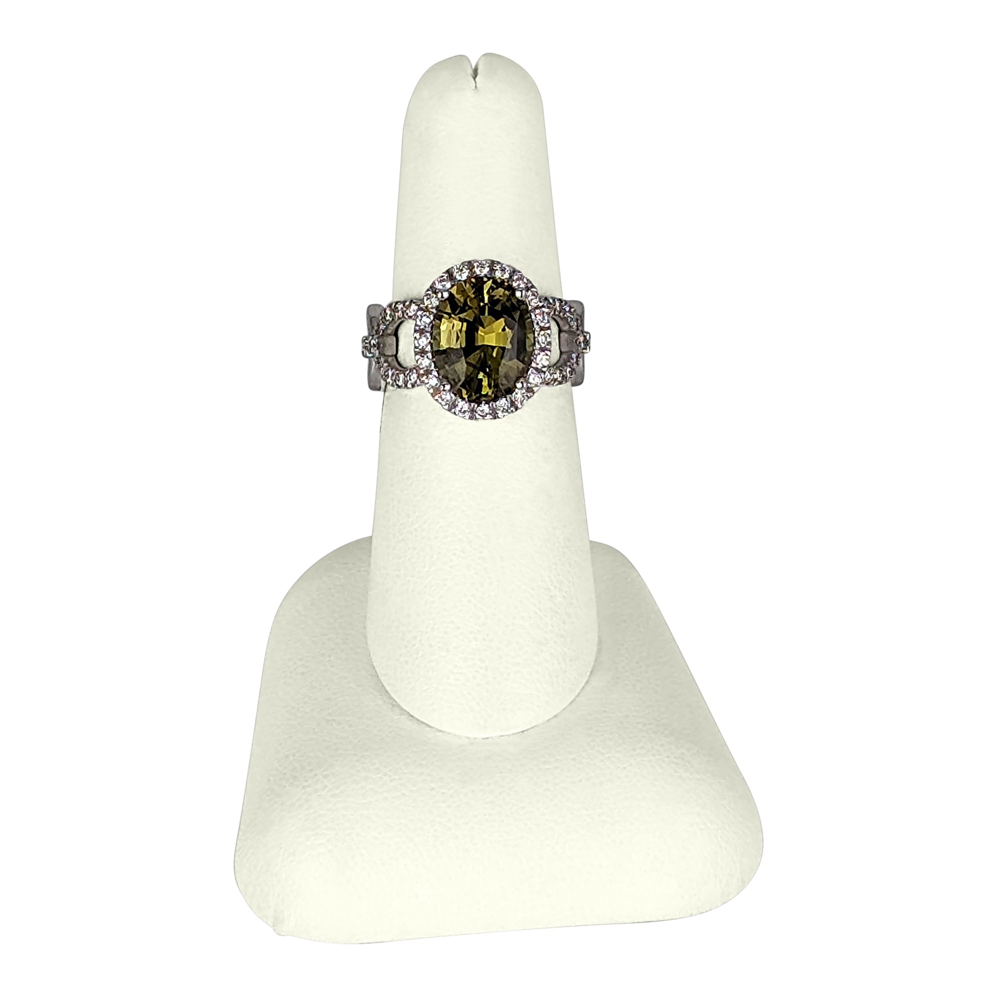 14K White Gold Alexandrite & Diamond Ring – 4.14 CT Center Stone, 0.50 CT Accent Diamonds