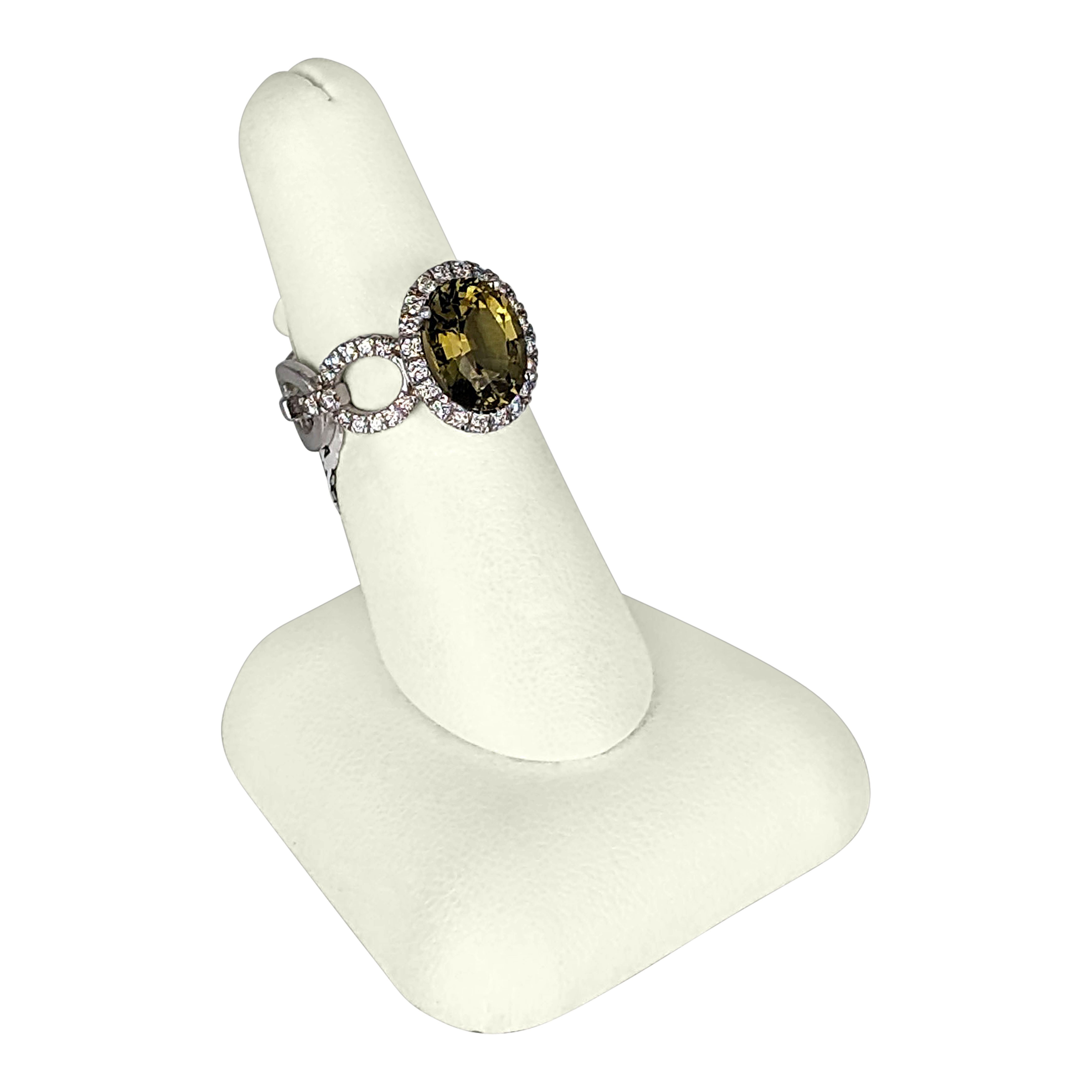 14K White Gold Alexandrite & Diamond Ring – 4.14 CT Center Stone, 0.50 CT Accent Diamonds