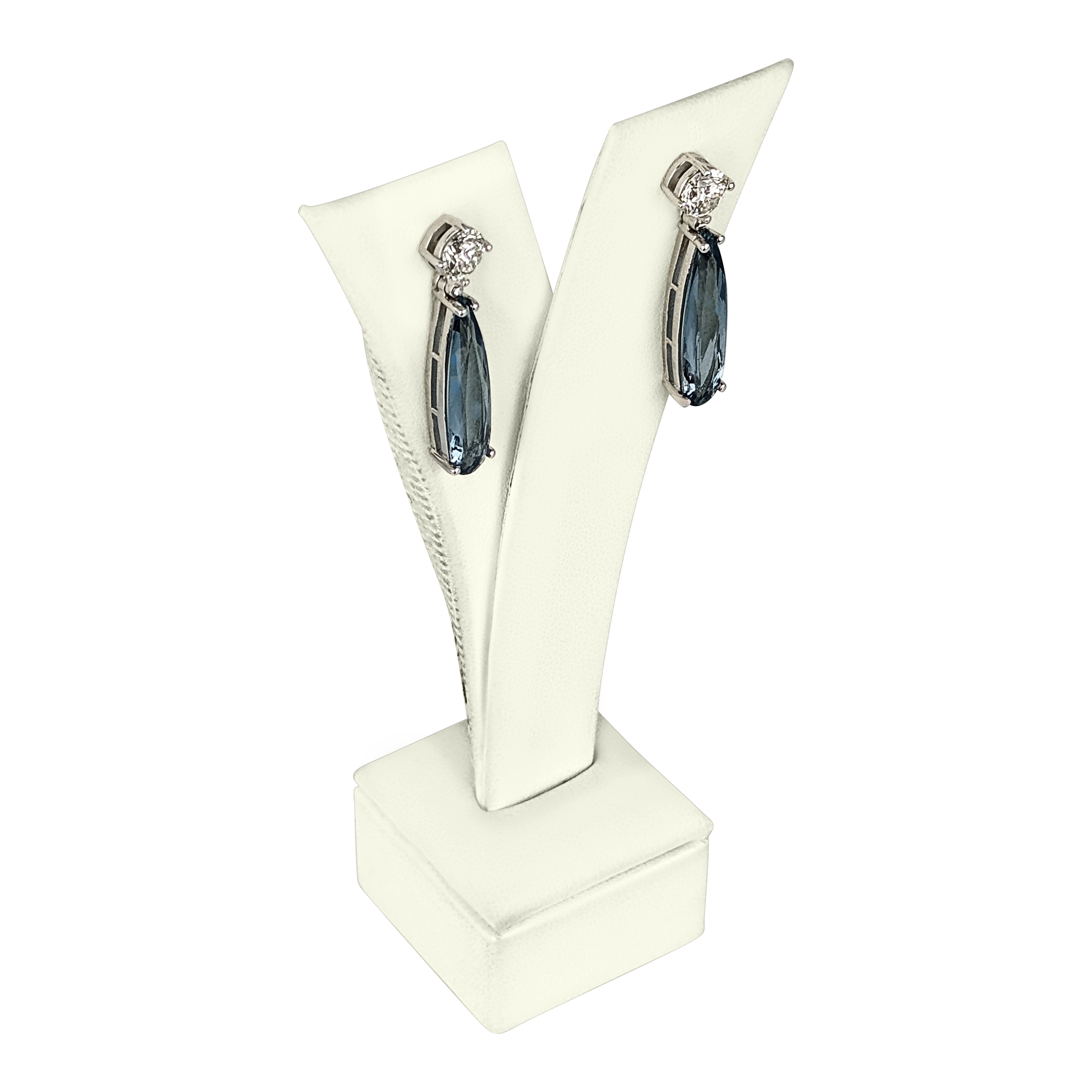 14K White Gold Aquamarine & Diamond Earrings – 4.85 CT Aquamarine, 1.42 CT SI1 Accent Diamonds