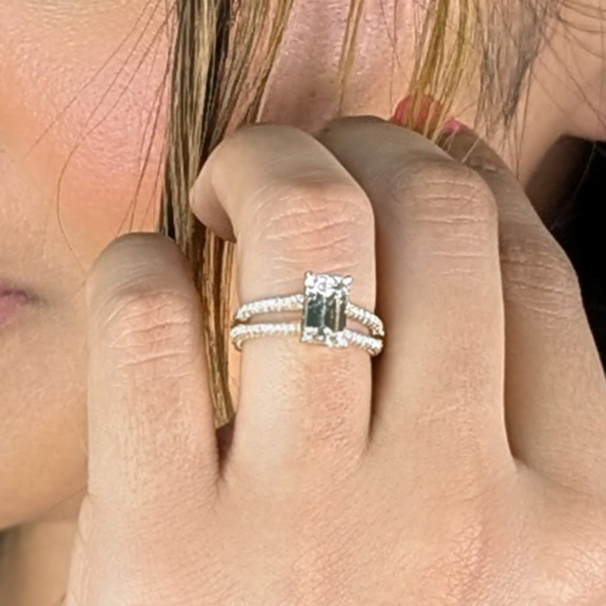14K Yellow Gold Emerald-Cut Diamond Ring – 1.63 CT Center, 0.84 CT Accent, GIA Certified