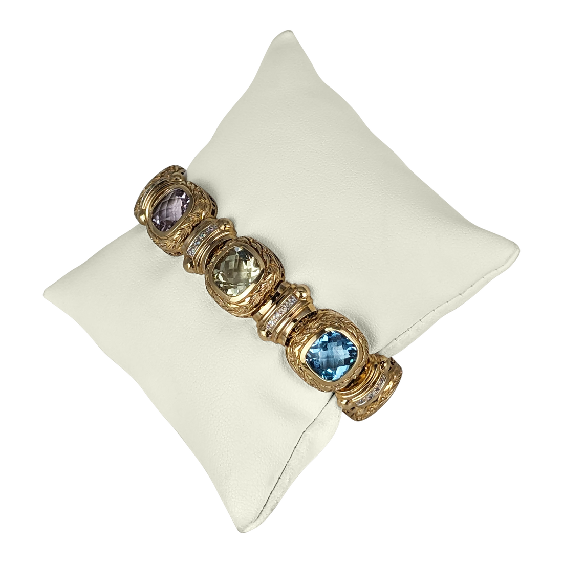 14K Yellow Gold Multi-Gemstone & Diamond Bracelet – 0.50 CTW, 24.8 DWT Statement Jewelry
