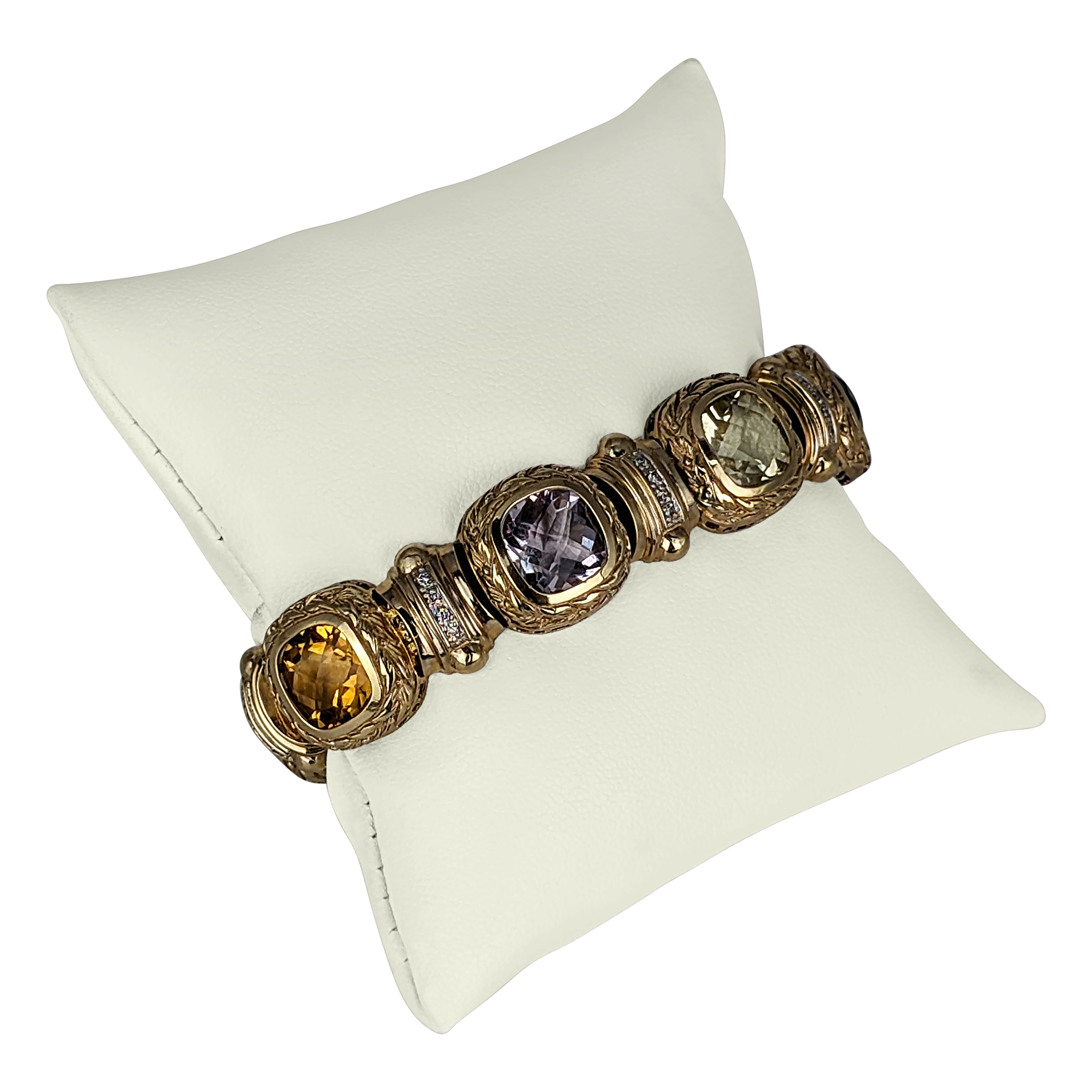 14K Yellow Gold Multi-Gemstone & Diamond Bracelet – 0.50 CTW, 24.8 DWT Statement Jewelry