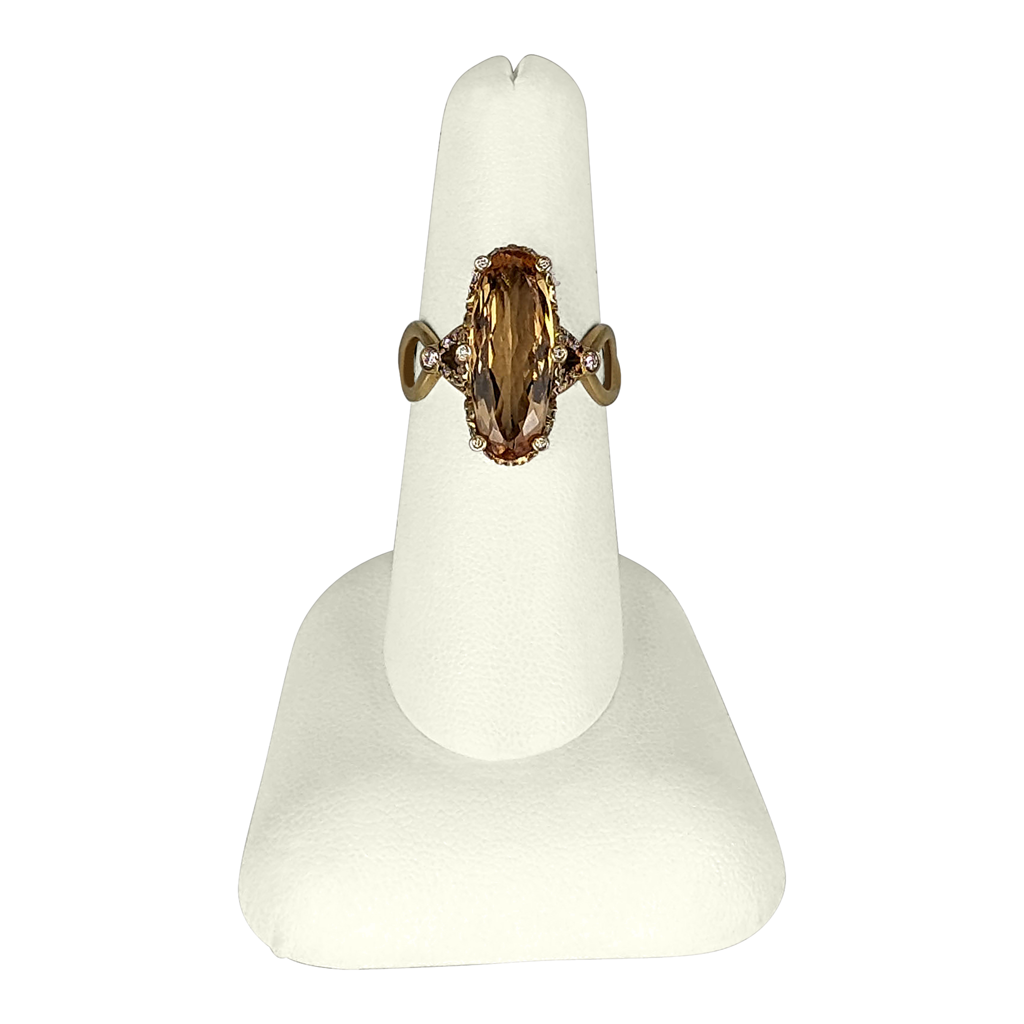 18K Yellow Gold Imperial Topaz & Diamond Ring – 4.77 CT Gemstone, 84 Round Diamonds
