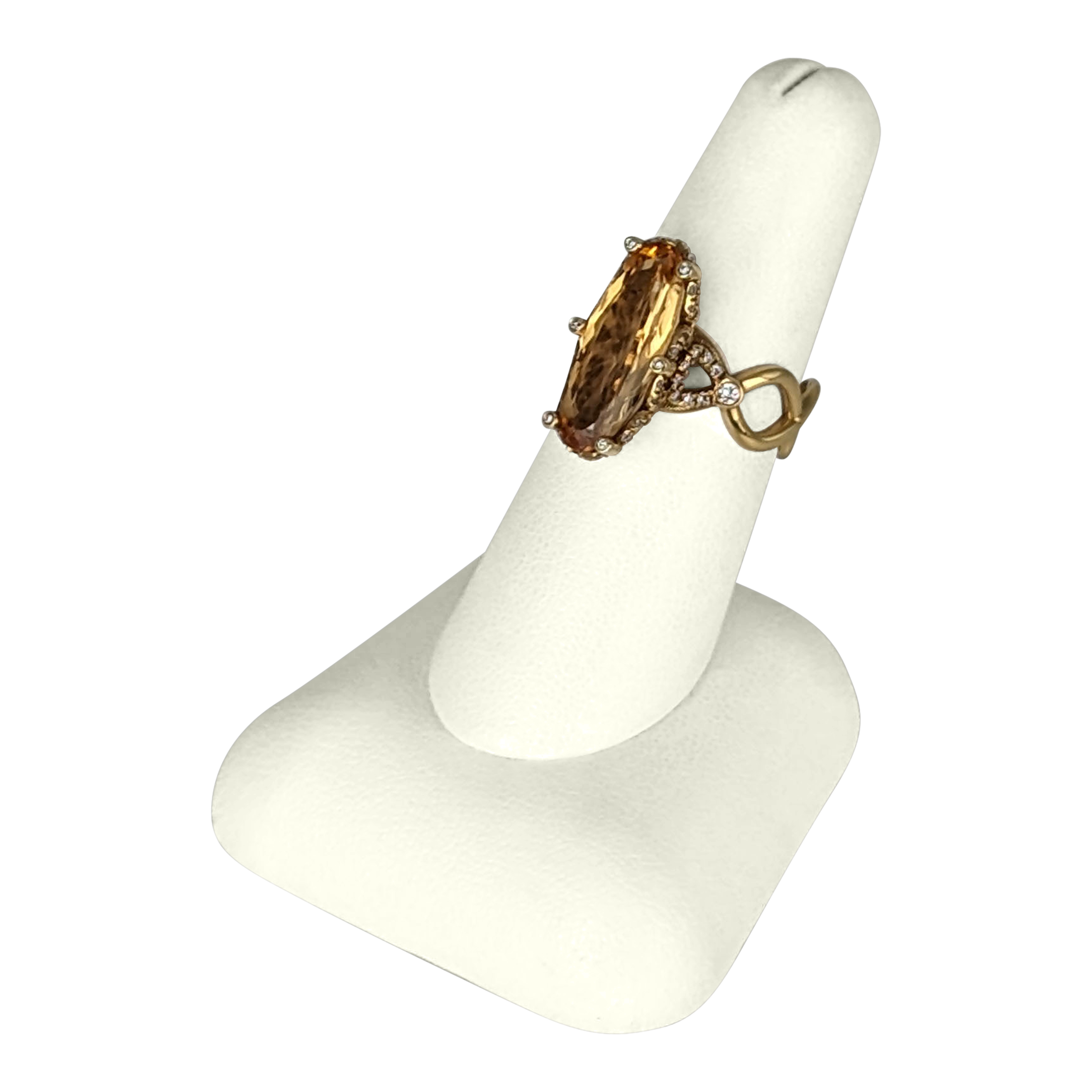 18K Yellow Gold Imperial Topaz & Diamond Ring – 4.77 CT Gemstone, 84 Round Diamonds