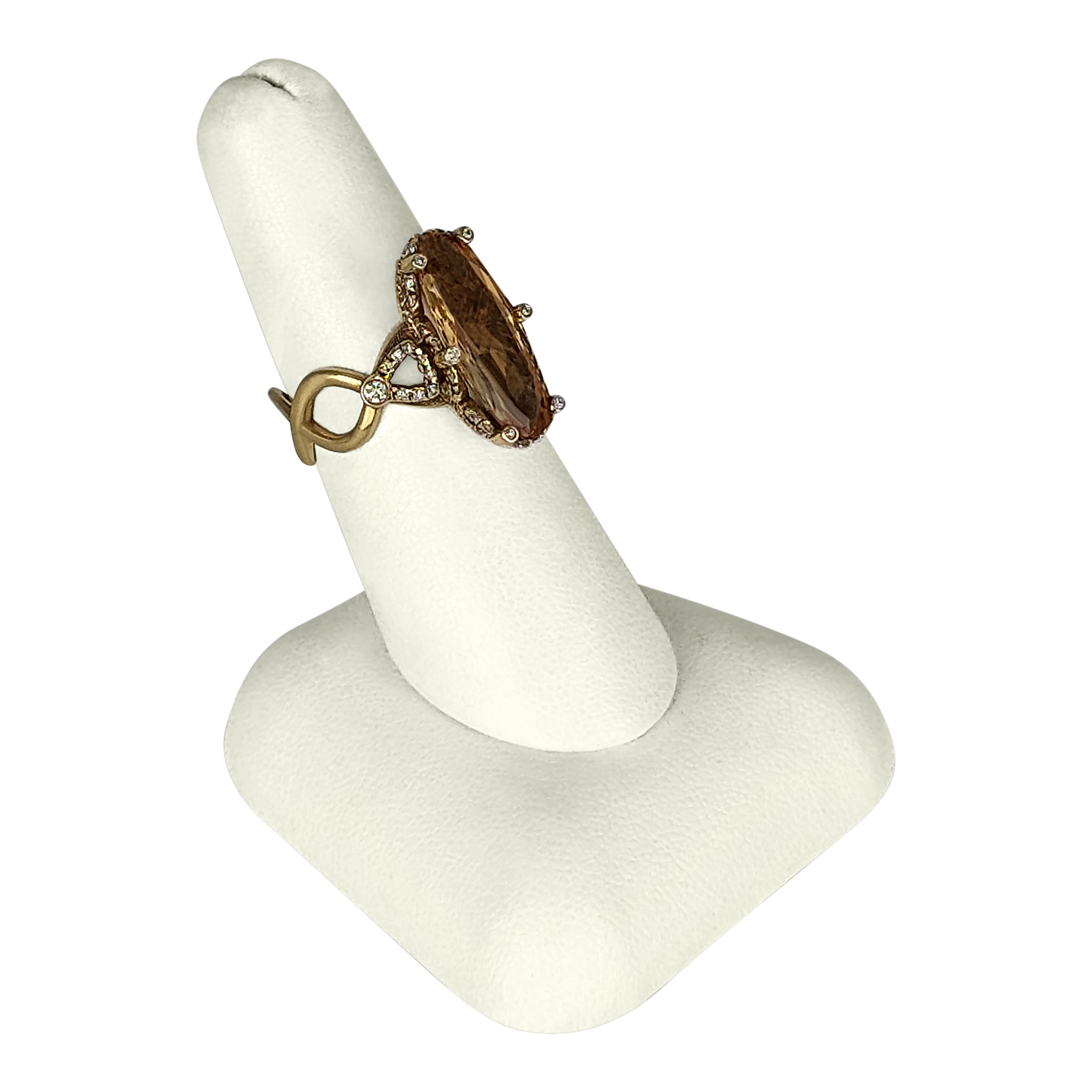 18K Yellow Gold Imperial Topaz & Diamond Ring – 4.77 CT Gemstone, 84 Round Diamonds