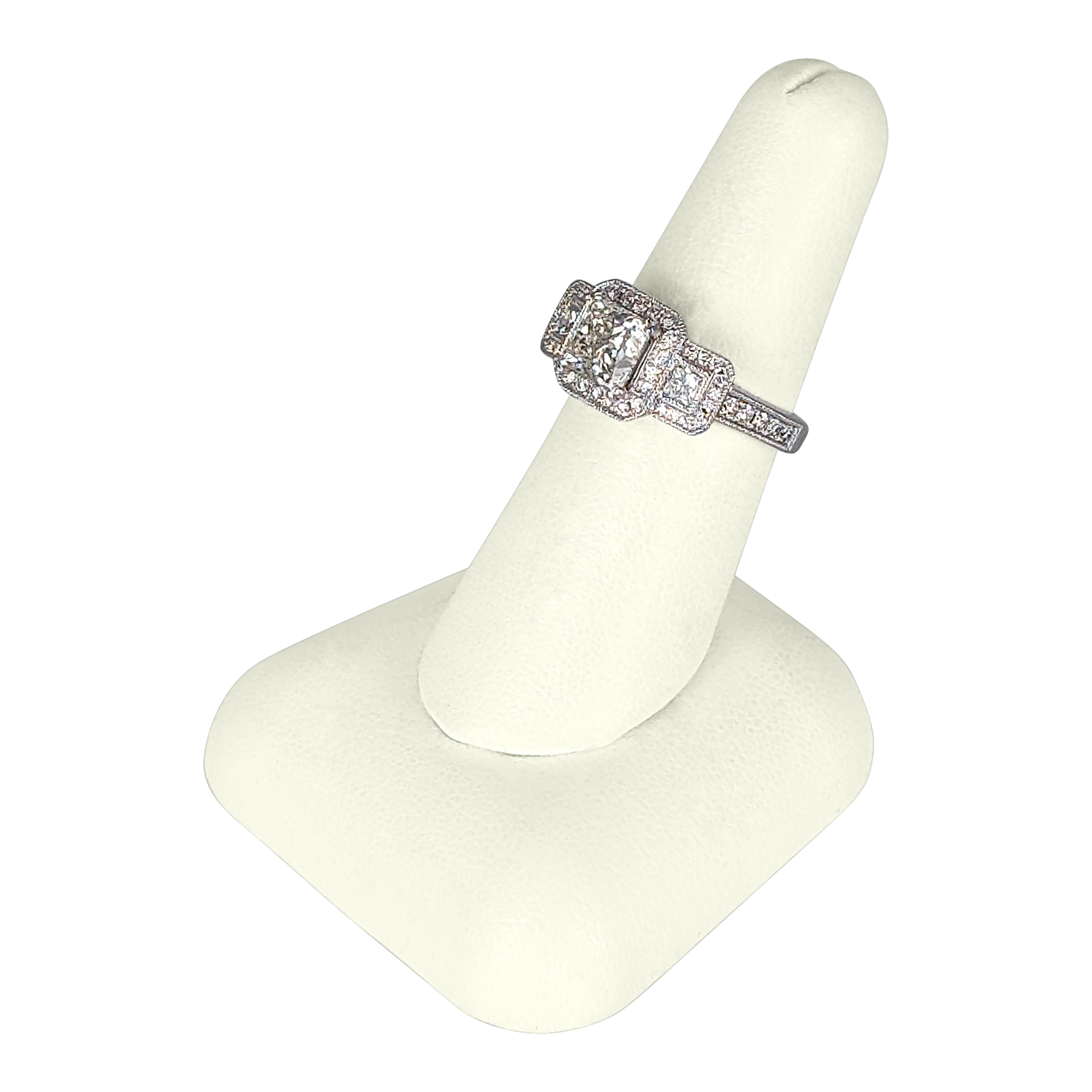2.01 CT Princess Cut Diamond Ring in 14K White Gold – I1 Center, SI2 G Side Diamonds