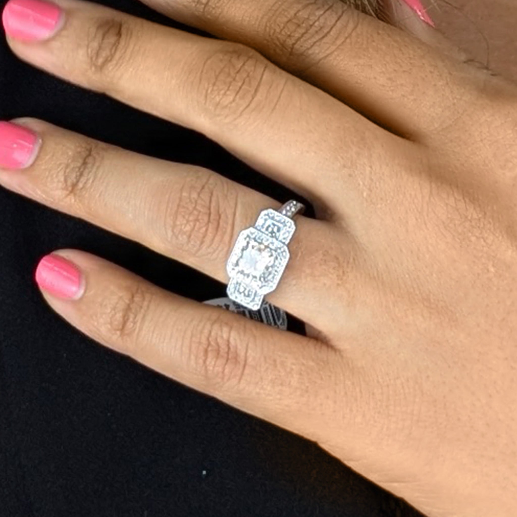 2.01 CT Princess Cut Diamond Ring in 14K White Gold – I1 Center, SI2 G Side Diamonds